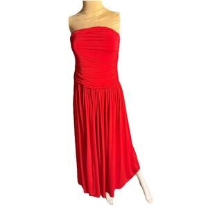 Rosetta Getty Red Strapless Ruched Dress Size 6 with Flaw MSRP $460